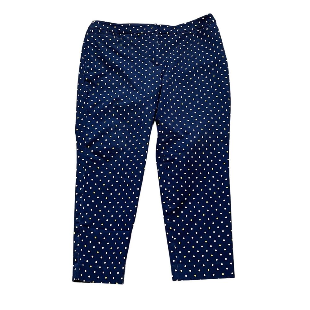 Talbots Hampshire Pant, Navy Blue Polka Dot, Minimalist, Retro, Size 14P